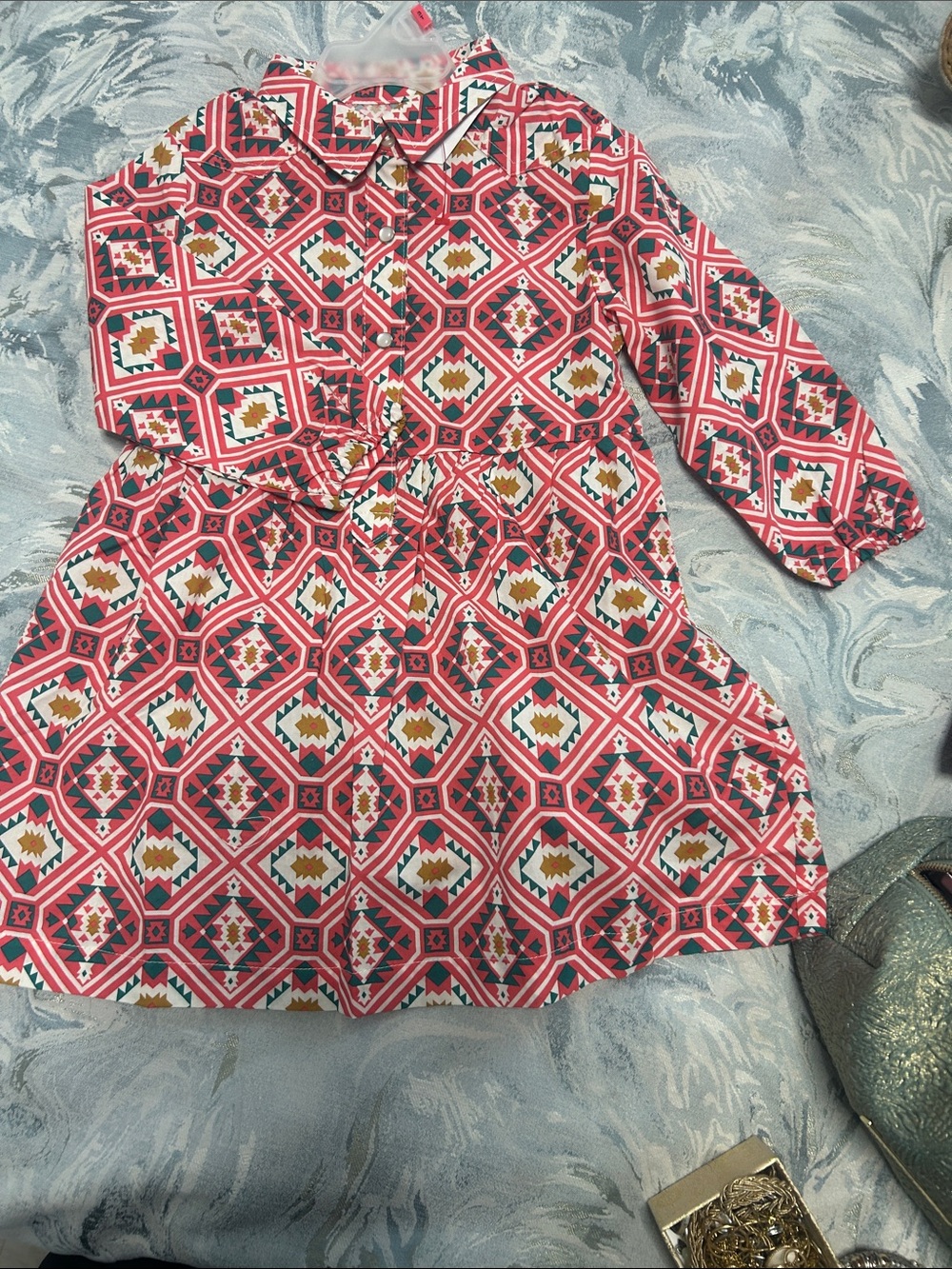 Wrangler Girls Pink Geometric Print Dress
